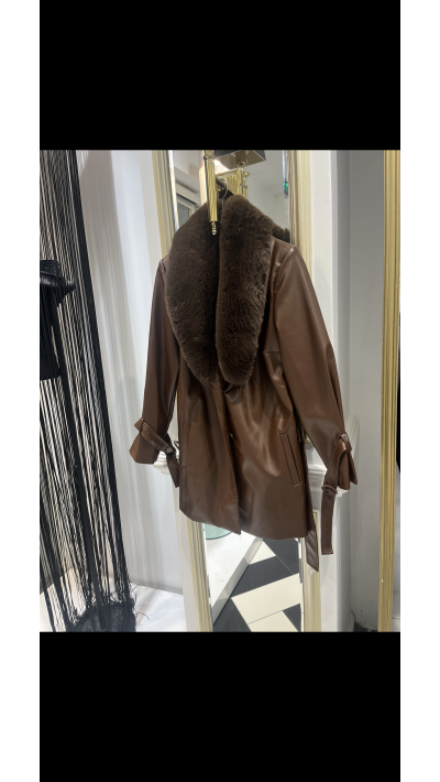 Kahverengi Yarım Deri Mont
