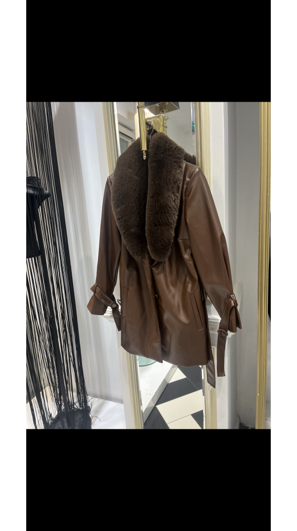 Kahverengi Yarım Deri Mont