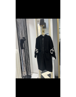 Kapşonlu Siyah Polar Hırka