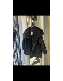 Kürk Detaylı Kısa Kapitone Siyah Mont