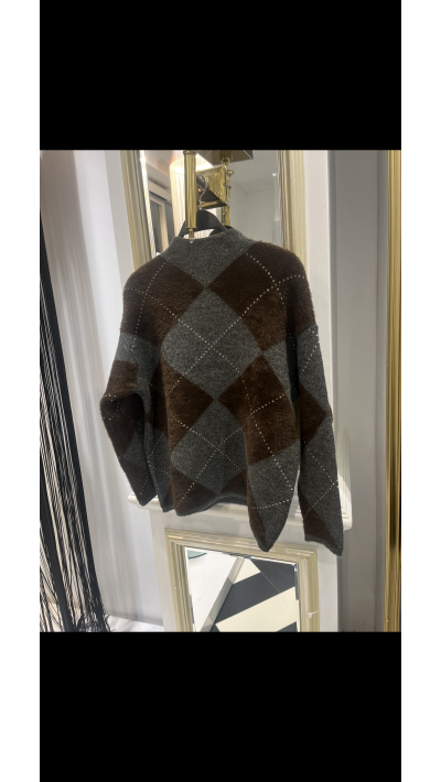 Kahverengi Baklava Desen Kazak