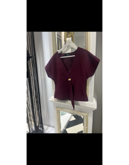 Tek Düğme Düşük Kol Ceket Bordo