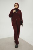 Triko Kapşonlu Bordo Takım