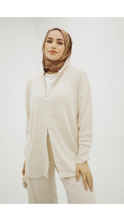 Triko Kapşonlu Beyaz Takım